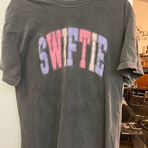 Swiftie Taylor Swift Eras Varsity T puff print Comfort Colors Charcoal Large